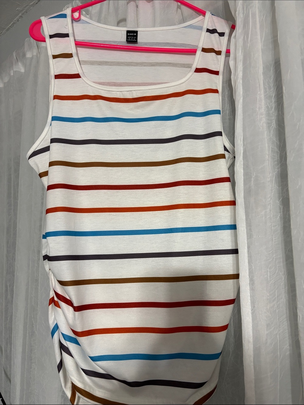 SHEIN White Multicolor Striped Tank Top